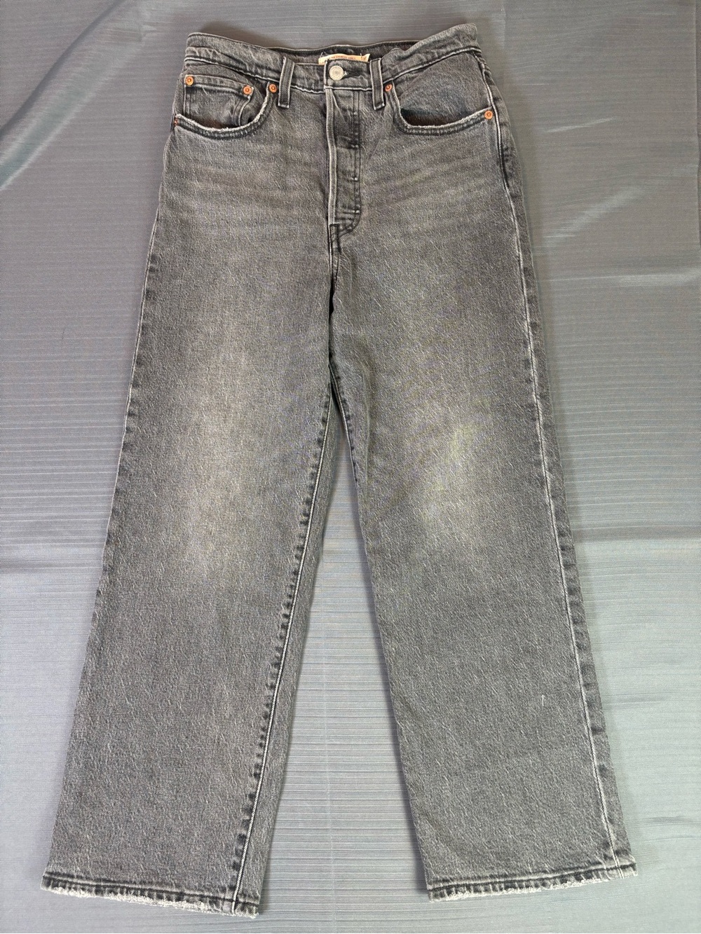 Levi’s Ribcage Straight Ankle Jeans Women’s 27 Black Gray High Rise Denim